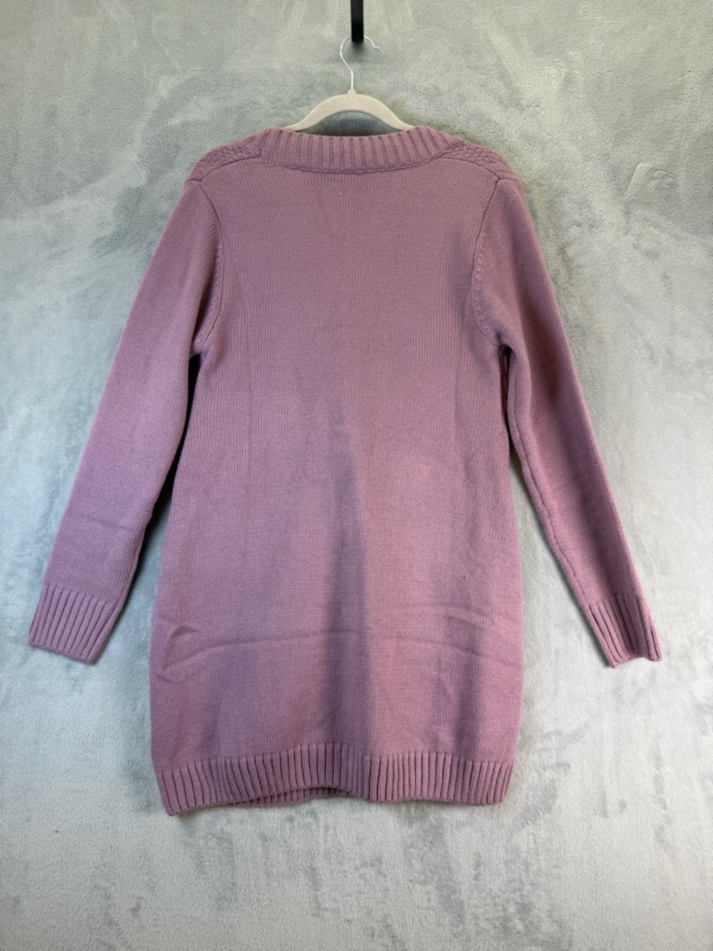 GAP Cardigan Sweater Size Large Long Cable Knit Cardigan - Dusty Mauve - Picture 3 of 3